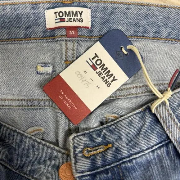 Tommy Hilfiger Embroidered Logo Denim Mini Skirt Women Size 32 Y2K Raw Hem NWT - Picture 6 of 10